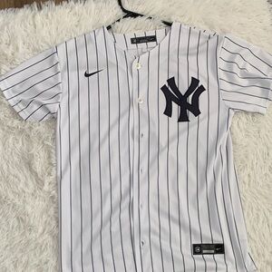 Nike White and Black Pinstripe Aaron Judge jersey